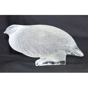Lalique Crystal Bird Figure, Signed - French - Glass