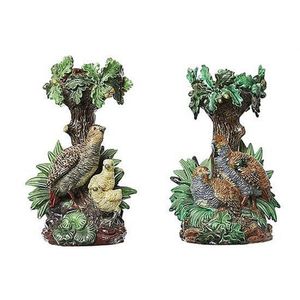 A rare pair of Hugo Lonitz Majolica stands, second half of the&hellip;