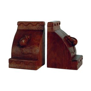 A pair of early Robert Thompson 'Mouseman' carved oak bookends,…