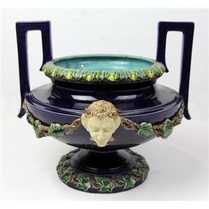 Hugo Lonitz Majolica Palissy style twin handle serving bowl&hellip;