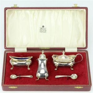 Hallmarked Sterling Silver Condiment Set with Box - Condiment & Cruet ...