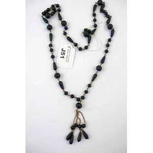 Whitby jet bead necklace with drops