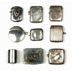 Silver vesta cases consisting of a vesta case with 9ct Rose…