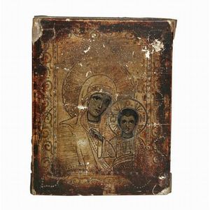 Greek Orthodox icon of Madonna and Child dimensions 10.5 x 13.5…
