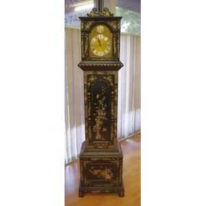 Chinoiserie long case grandfather clock, with German Tempus…