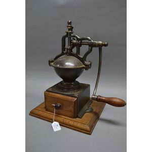 Sold at Auction: Wooden French one Drawer Coffee Grinder With Copper/Brass  Top