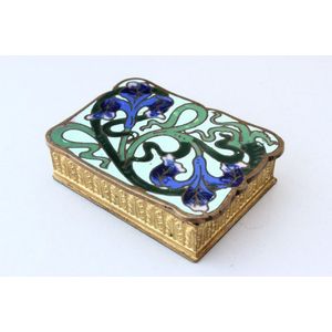 French Art Nouveau champleve box and cover, of shaped…