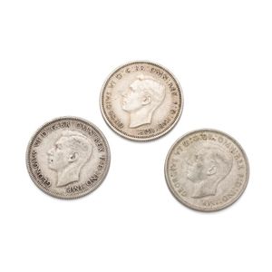 Three Australian George VI silver florins, 1938, 1942 & 1943,…