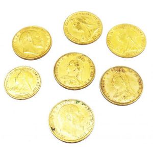 Six full sovereigns and a half sovereign, having 4x Victorian…