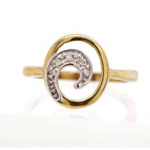 Pave Diamond Scroll Ring in 9ct Yellow Gold - Rings - Jewellery