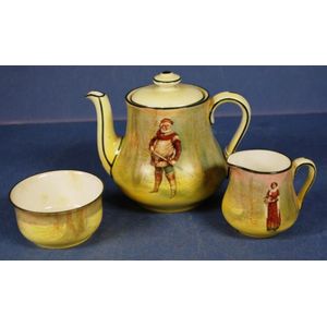 Three piece Royal Doulton 'Falstaff' tea set, including teapot,…