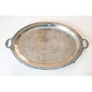 Elkington & Co silver plated two handled banquet tray oval…