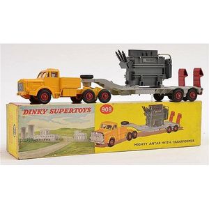 Dinky 908 Mighty Antar transporter, yellow tractor, grey…