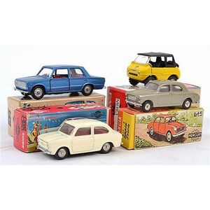 Four Italian Mercury diecast models, including No. 5 Lancia…