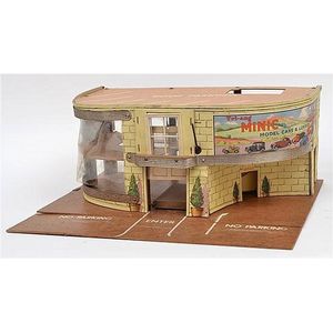 Triang Minic garage 1950's 2-storey hardboard garage with…