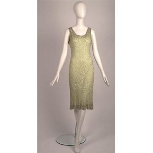A pale green with silver bead cocktail dress plunging neckline,&hellip;