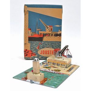 French Joustra clockwork tinplate maritime station No. 2015…