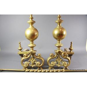 Great Pair of Dutch Baroque Style Polished Nickel Andirons Great Pair of Dutch Baroque Style Polished Nickel Andirons