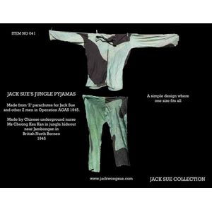 Jack Sue's silk Jungle Pyjamas made from their 'Z' parachutes,…