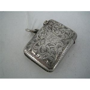 Edwardian Silver Match Case With Engraved Scrolls - Smoking Accessories 