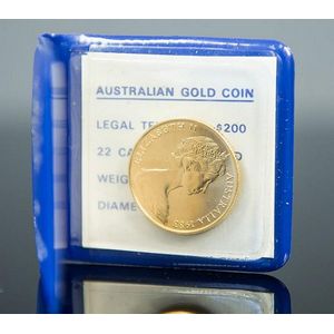 Ram 1983 AUD$200 22ct gold coin in blue presentation wallet. Wt.…