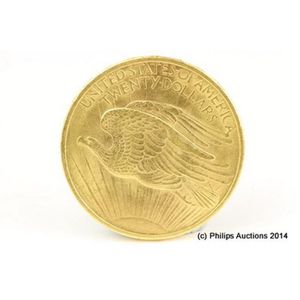 A gold double eagle $20 coin 1908, 22ct yellow gold,…
