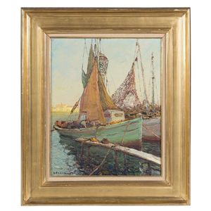 Harbour Boats, Circa 1920 - Oil Paintings And Acrylics - Art