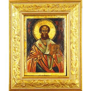 A Greek orthodox Russian icon, painted with Christ…