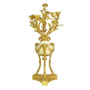 A white alabaster and gilt metal mounted urn form centrepiece…