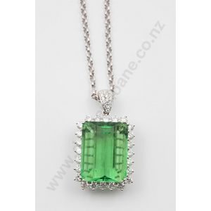 0.16ct Emerald Diamond Pendant Necklace 14k Yellow Gold outlet 17.5