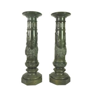 Green Serpentine Marble Pedestals - 110 cm High - Pedestals - Furniture