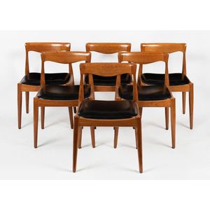 A set of six mid-century modern Australian teak dining chairs,…