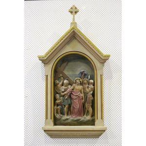 Antique 19th century French station of the cross, carved wood…