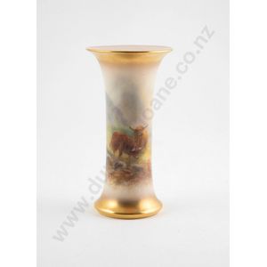 Royal Worcester vase, plain cylindrical body painted with…