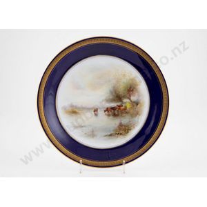 Royal Worcester plate, painted with highland cattle signed H…