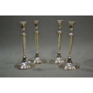 Set of four antique Sheffield plate candlesticks (4) 30 cm high