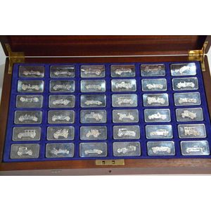 Cased Ingots 36 x vintage cars, sterling silver, hallmarked.…
