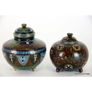 Two exquisite Japanese cloisonne censers, Meiji period, late&hellip;