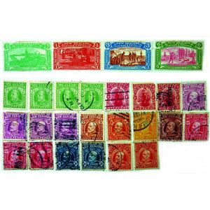 An old small world stamp collection, includes early N.Z. issues,…