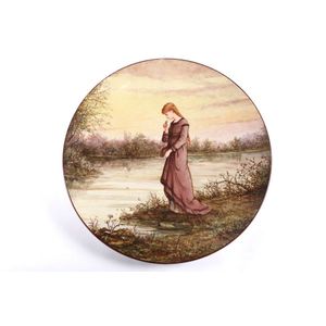 Doulton Lambeth wall charger young woman by a river. Pinder…