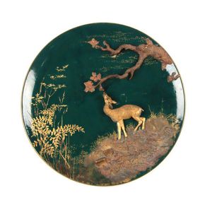 Doulton Burslem wall charger deer on rocky out crop. Hand…