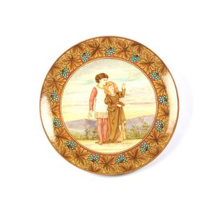 Doulton Lambeth wall plate boy & girl with a dove. Pinder…