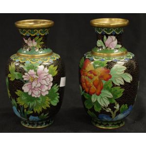 Chinese Cloisonne Bird Floral Vases Cm Cloisonne Oriental