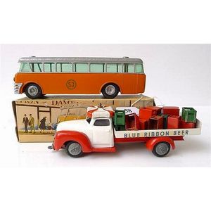 Two Tekno (Denmark) models, including 854 Spare Bus, Orange,…