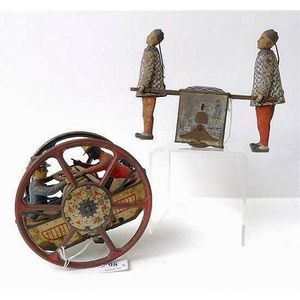Rare Lehmann tinplate No. 723 'Kadi' Chinese figures carrying…