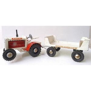 Large tinplate Boomaroo Qantas tractor and Luggage trailer,…