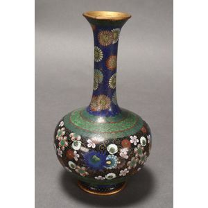 Japanese cloisonne bottle vase, with baluster body above a…