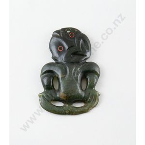 20th century greenstone tiki, traditional form with both hand…