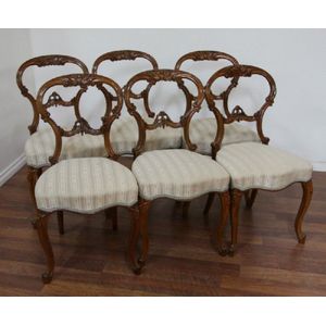 A set of six Victorian walnut drawing room chairs on cabriole&hellip;