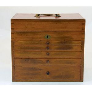 19th century mahogany surgeons cabinet, the hinged lid…